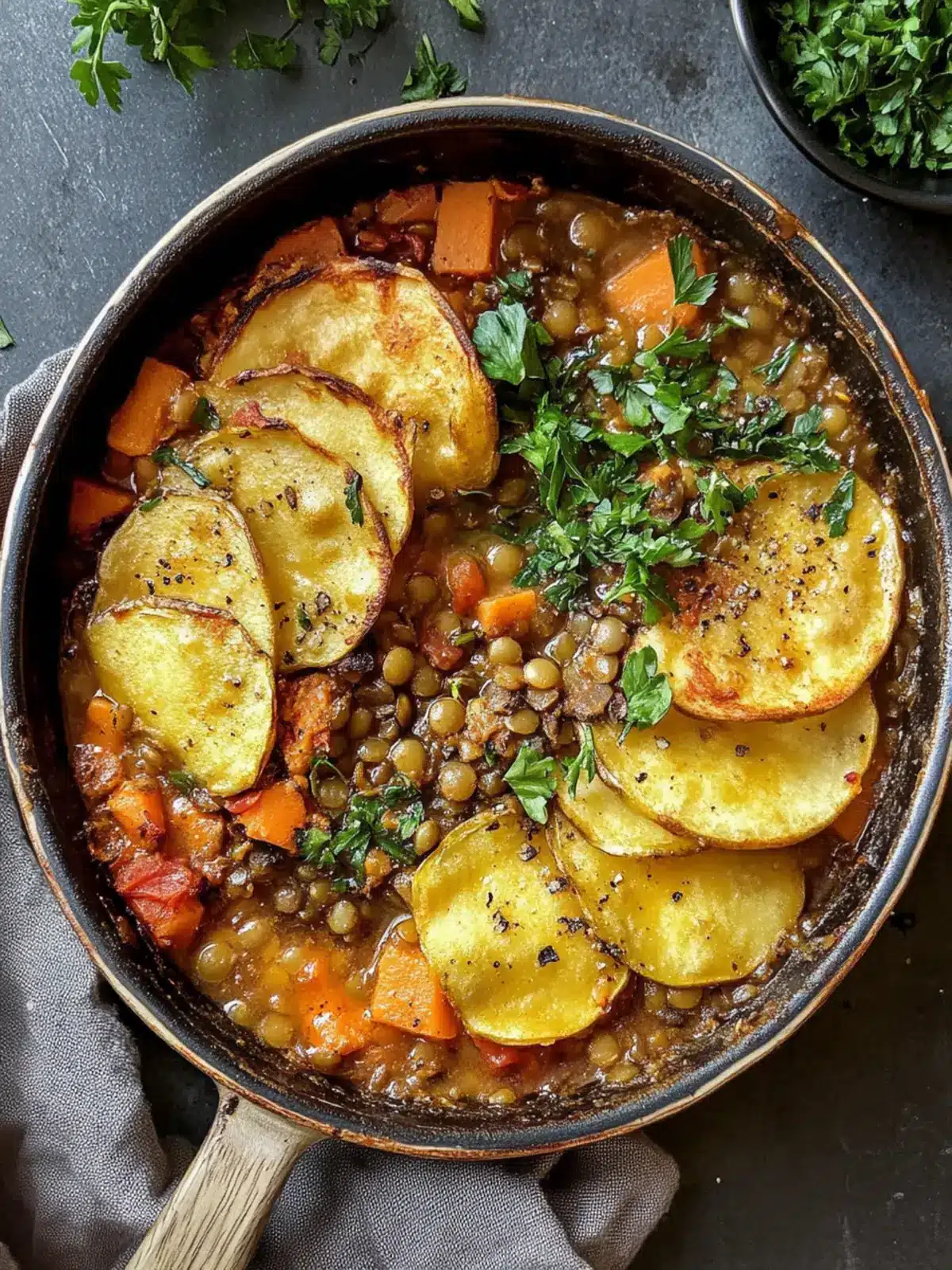 vegan lentil hotpot preparation steps