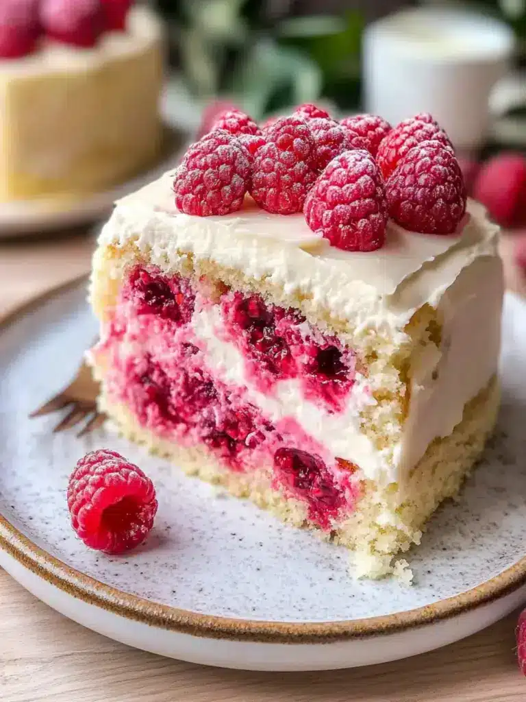 white chocolate raspberry cake - featured image